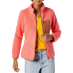 Amazon Essentials Women's Sherpa Long-Sleeve Mock Neck Full-Zip Jacket with Woven Trim (Plus Size)X XL