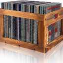 Vinyl Record Crate, LP Record Storage Crate, Wooden Record Holder Organizer, Record Album Storage Box, Vinyl Record Storage 100+ Records, Brown