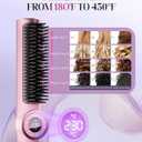 Hair Straightener Brush: Upgraded Straightening Comb for Women with Dual Voltage, Pink