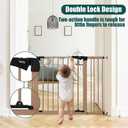 keny 29.7"-46" Baby Gate for Stairs, Auto Close Dog Gates for Doorways, Pressured Mounted No Drilling Pet Gate Extra Wide, Easy Walk Thru Stair Gate, 30" Tall, Brown