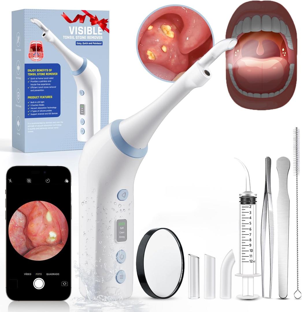 2026 Upgraded Electric Tonsil Stone Remover with 1080P Camera，Tonsil Stone Removal Kit with LED Light，900mAh Tonsil Stone Vacuum – Oral Care for Mouth Health & Painless Cleaning