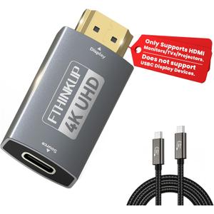 USB-C Female to HDMI Adapter with USB Video Cable, Uni-Directional USB C (Source) to HDMI (Display) Adapter, 4K Resolution, Compatible with Thunderbolt 3/4, iPhone 15 Pro Max, MacBook