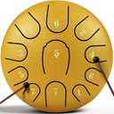 Rain Drum for Outside Garden,Steel Tongue Drum 6 Inche 11 Note Steel Drums Rain Chime,with Soft Bag,Music Book (Yellow, 6 Inch 11 Note)