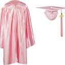 FtyFty Shiny Kindergarten Graduation Cap and Gown Set (30"(3'9"-3'11"), Pink)