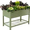 Elevated Raised Garden Bed-V Series, 2' x 4' Garden Beds with Legs & Storage Rack for Patio Porch, 700 Lbs Weight Capacity, Outdoor Planter Boxes for Gardening Herbs Vegetables Flowers, Olive Green