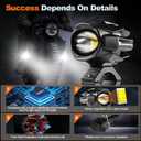 Motorcycle Auxiliary Lights Kit, LEDMIRCY Luces Exploradoras Para Moto with Switch Wiring Harness LED Fog Spot Light 6Modes White/Amber Strobe Offroad Driving Light with Memory Function IP68 Waterproof