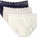 Olga womens Secret Hugs 3 Pack Hipster PantyHipster Panties (Medium, Evening Blue/Butterscotch/Antique Ivory)