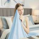 HYLEORY Cooling Blankets for Hot Sleepers, Cool Summer Blanket Keep Body Cool for Night Sweats Double Sided Lightweight Breathable Blanket for Bed Couch Sofa, King (108"x90"), Light Blue