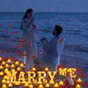 Hortsun Marry Me Light up Letters Proposal Decorations Will You Marry Me Sign Rose Petals 24 LED Candles Romantic Night Light for Proposal Engagement Wedding Anniversary Valentine's Day(Red)