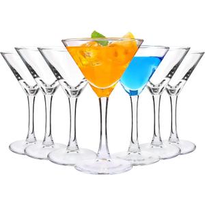 Martini Glasses Set of 7, 6 OZ Cocktail Glasses for Espresso Martini, Drinking Glasses for Frozen Drinks (Clear)