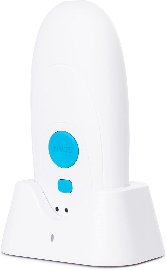 TEEMI Mini 2D QR Code Reader Bluetooth Barcode Scanner with Charging Dock & Data Receiver, Handheld Barcode Scanner with Neck Wrist Lanyard, Compatible with iPhone, iPad, Android, Tablet, iOS (White)