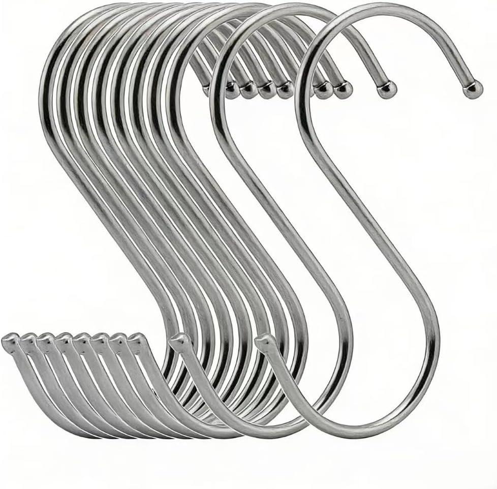 10 Pack 4.9 Inches Extra Large S Shape Hooks Heavy-Duty Metal Hanging Hooks Apply Kitchenware Bathroom Utensils Plants Towels Gardening Multiple uses Tools (Silver)