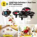 Holy Stone Mini FPV Drone with 1080P HD Camera for Kids & Beginners, RC Nano Quadcopter with Optical Flow Hover, Gesture Control, 3D Flips, 3 Batteries, Great Gift Toy for Boys and Girls, HS210Pro Red