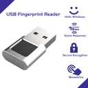 USB Fingerprint Reader Mini Fingerprint Scanner PC Dongle Windows Hello Fingerprint Reader for PC Laptop 360 Degree Touch Speedy Matching Biometric Portable USB Fingerprint Logger for Windows 10/11