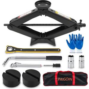 Scissor Jack for Car 2.5 Ton (5512 lbs) Multipurpose Universal Car Jack Kit with Rubber Jack Pad, Portable Spare Tire Changing Kit for Sedan SUV MPV Tesla