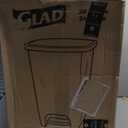 Glad Premium 20 Gallon Trash Can - Plastic Kitchen Waste Bin with Odor Protection of Lid, Stainless Steel Step On Foot Pedal and Garbage Bag Rings, Black