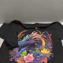 Watercolor Dragon Flowers Beautiful Art Colorful Graphic Long Sleeve T-Shirt, Large