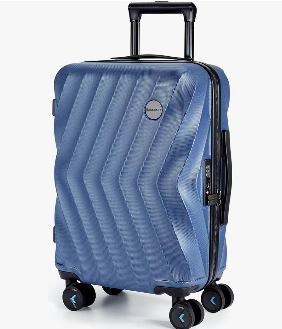 BAGSMART Carry On Luggage 22x14x9 Airline Approved,PC Hardside Suitcase,20 Inch Luggage with Spinner Wheels, Lightweight Travel Suitcases for Men Women,Navy Blue