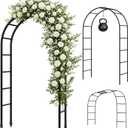 Thickened Tube Garden Arch,7.3ft Heavy-Duty Metal with 16mm Steel Tubes & 0.5mm Thickened Wall, Durable Outdoor Trellis for Climbing Plants, Roses, Garden Party, Ceremony & Decorations (Black)