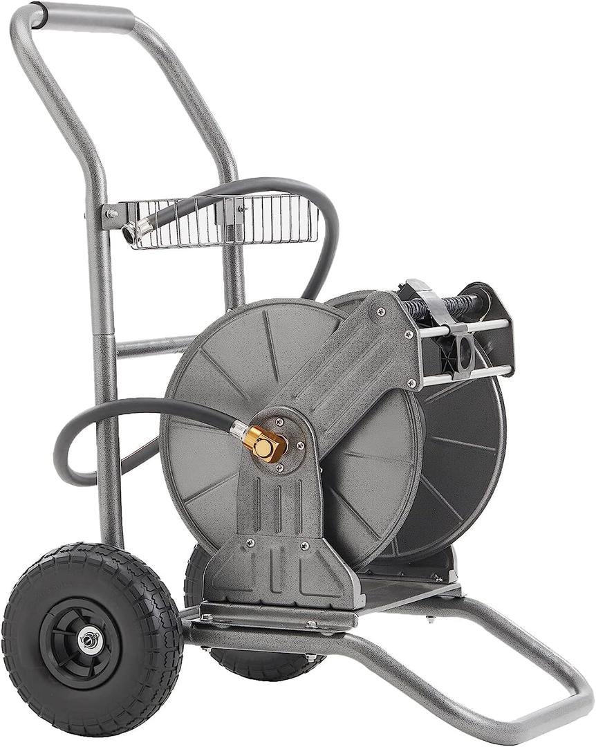 Giraffe Tools Garden Hose Reel Cart with Wheels, 200FT of 1/2 Capacity
