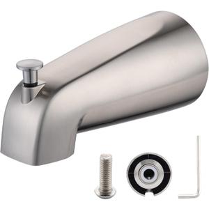 Bathroom Tub Spout Compatible, Fits 4 Inch Reach Wall Front Mount Slip-on Tub Spout with Shower Diverter 1/2'' Copper Water Tube with Hex Wrench, Brushed Nickel (1 Pack)