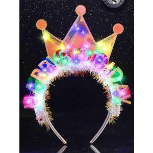 DRESBE Light Up Birthday Headband LED Crown Headbands Birthday Party Favors Hair Accessories for Women (Blue-colorful Light)