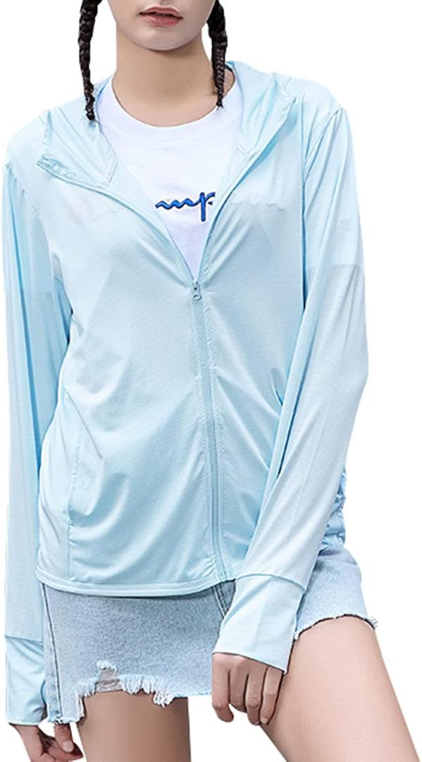 Women's UPF 50+ UV Sun Protection Clothing Zip Up Lightweight Hoodie Hiking Sun Shirt (2XL)