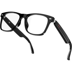 Smart Glasses for Men & Women, Built-in Mic & Speakers Bluetooth Audio Glasses, Blue Light Filter & Polarized UV 400 Protection Lenses Open-Ear Bluetooth Glasses for Android iOS, Black
