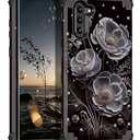 Hekodonk for Samsung Galaxy Note 10 Case, Heavy Duty Shockproof Protection Hard Plastic+Silicone Rubber Hybrid Protective Case for Samsung Galaxy Note 10, White Flower