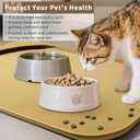 Smilool Silicone Pet Food Mat with Raised Edge for Food and Water Bowl, Dog Feeding Mats, Cat Food Trays for Floor Waterproof, Rubber Tray for Dogs and Cats, 19 x 12 x 0.7 Light Gray