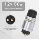 Push Button Starter Switch 12V 50A, Waterproof Momentary Push Button Switch for Car, Truck, Boat, ATV, RV, Lawn Tractor Engine One-Button Starters Pushs Starter Switch (Black)