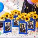 Spiareal 12 Sets Graduation Box Centerpieces for 4" x 6" Photo Class of 2026 Table Decoration Blue Picture Frame Display Boxes with String Lights Congrats Grad Party Favor High School College Gift