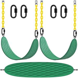 Dolibest Heavy Duty Swing Seats (2 Pack) with 66 Chain and Carabiners, Comfortable and Durable Plastic Coated Swing Set Accessories Replacement for Outdoor Playground, Green