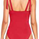 Tempt Me Women One Piece Swimsuits Ruched Slimming Bathing Suits Vintage Swimwear (Red, M)