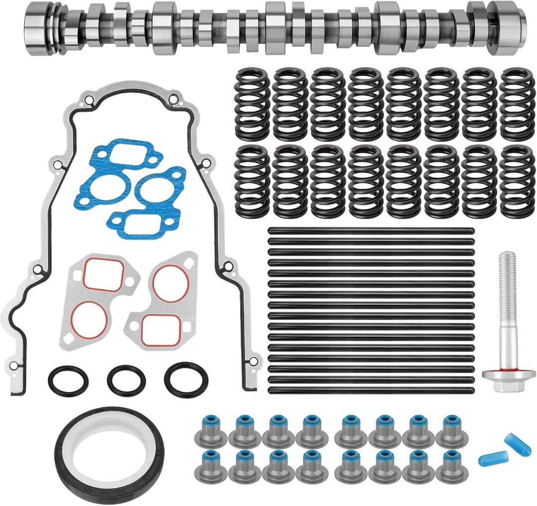 Sloppy Stage 2 LS Cam Kit with Pushrods Springs Seals Gaskets Compatible with 1999-2013 GM Gen 3/4 V8 Truck/SUV Engines, Camshaft Kit for 4.8 5.3 6.0 6.2 LS1 Vortec