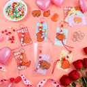 48 Pcs/24 Sets Valentine's Day Dinosaur Keychains Gift Crafts Dinosaur Nugget Cards and Beaded DIY Key Chain Making Kit Valentine Exchange Gifts for Classroom School Activities Party Favor