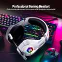 Ozeino Gaming Headset for PC, Ps4, Ps5, Xbox Headset with 7.1 Surround Sound Gaming Headphones with Noise Canceling Mic, LED Light Over Ear Headphones for Switch, Xbox Series X/S, Laptop, Mobile White