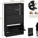 Shoe Cabinet with 3 Flip Drawers, 23.62" W Narrow Shoe Storage Cabinet for Entryway, Slim Shoe Organizer with Adjustable Shelves, Freestanding Shoe Rack for Hallway, Living Room, Black, 9.45"D x 23.62"W x 45.47"H