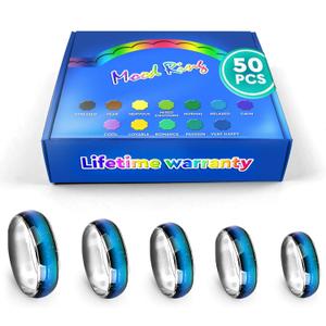 50Pcs Mood Rings for Women - Mood Rings Bulk 6-10 Size Pack Adult Mood Ring Color Change Rings - Color Change Ring Men's