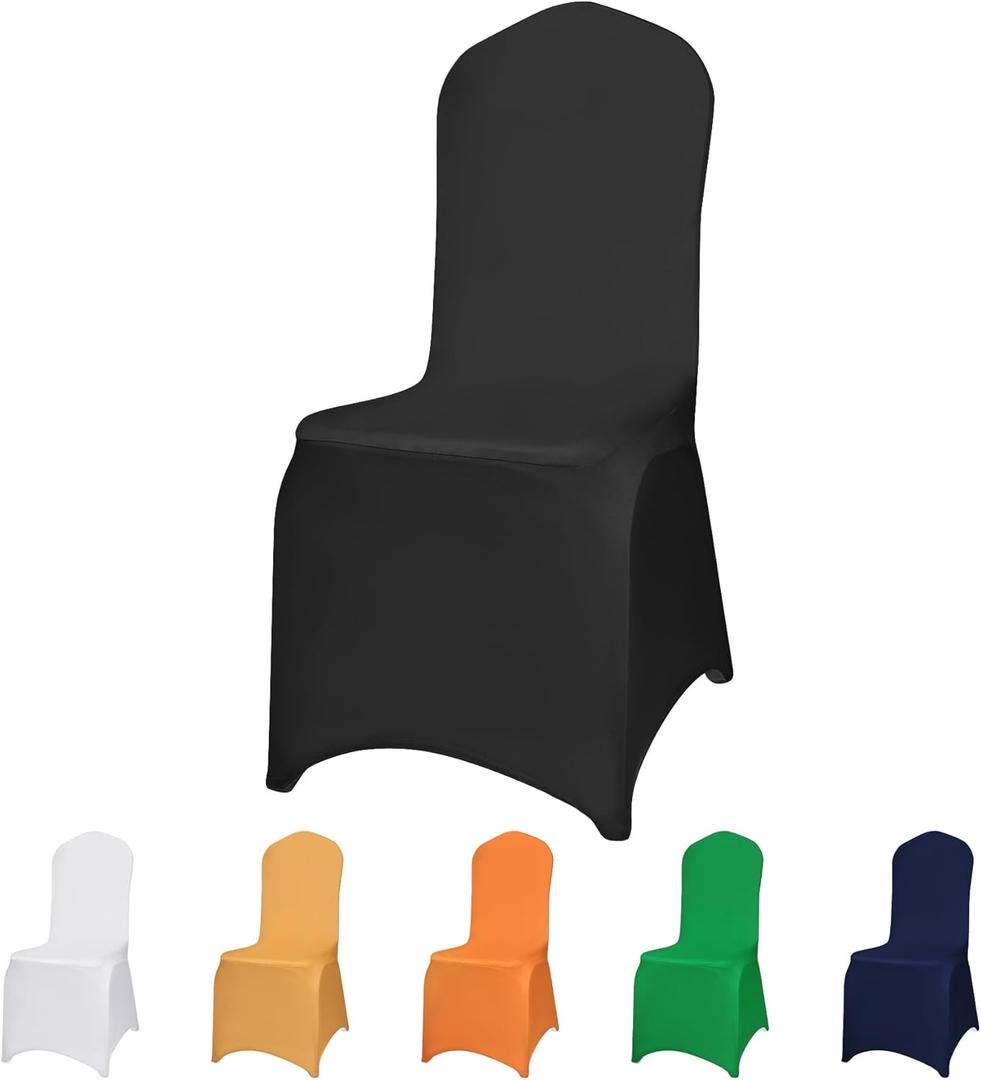 Banquet Chair Covers - 150PCS Upgraded Stretch Dining Chair Covers - Protector for Wedding Holidays Banquet Party Celebration Event Hotel(Black)