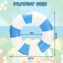 Whaline 4 Pcs White Blue Inflatable Swimming Float Toy Swim Ring Striped Print Pool Lounger Tube for Summer Swimming Beach Party, 30.7 Inch