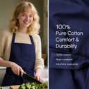 Unisex Apron with Pockets for Cooking, Salon & Art - 100% Cotton Adult Kitchen, Chef, Stylist Apron (Blue)
