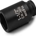 1/2" Drive Deep Impact Socket, 1-1/2 Inch SAE Socket, Heat-Treated CR-MO Anti-Rounding 6 Point for Easy Removal of Axle Nut