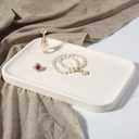 Koville Marble Tray, 12"x8" Natural Stone Vanity Tray for Countertop Bathroom Kitchen Dresser, Decorative Marble Catchall Trays for Perfume Jewelry, Rectangular Serving Tray(Beige)