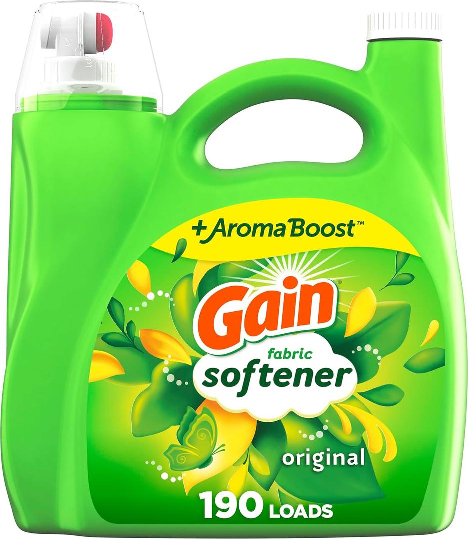 Gain Fabric Softener, Original Scent, 140 fl oz, 190 Loads, HE Compatible, Packaging may vary (140 Fl Oz (Pack of 1))