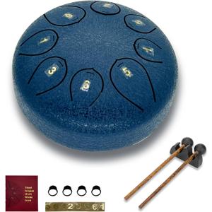 Steel Tongue Drum 6 Inch 8 Notes,C-Key Steel Hand Drum Instruments Set for Kids Adults,Navy Blue