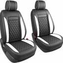 JOJOBAY for Chevy Silverado 1500 Seat Covers,Leather Car Seat Covers for GMC Sierra,Custom Fit 2007-2026 1500 2500HD 3500HD Crew Double Extended Regular Cab(Front Seat,Black with White)