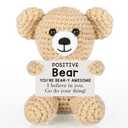 WELLBANEE Positive Crochet Bear Gift for Women Men, Fathers Day Bear Gift for Dad, Positive Bear Graduation Gift for Daughter Son Student, Teacher, Friends, Boss Gifts for Women Coworker 3 in pack