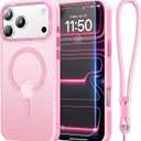 Stronger Magnetic & Shockproof for iPhone 17 Pro Case,Fit for MagSafe, with Screen Protector & Wrist Strap, Military-Grade Drop, Translucent Slim for iPhone 17 Pro Case, Chalk Pink