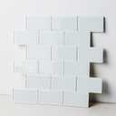 Peel and Stick Glass Tile, Off-White Subway Tile Peel and Stick Backsplash Glass Tiles for Kitchen Bathroom Wall (5 Sheets, 4.23 SQ.FT.)